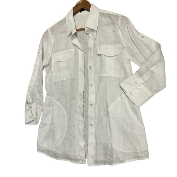 Theory S NWOT linen Button Down Blouse - Picture 2 of 14